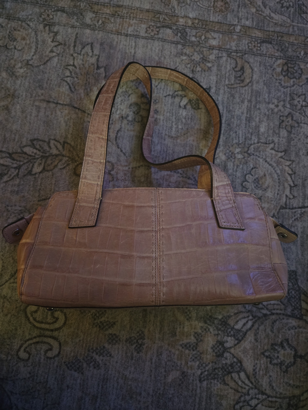 Fossil Croc-Embossed Shoulder Bag in Pink-Tan